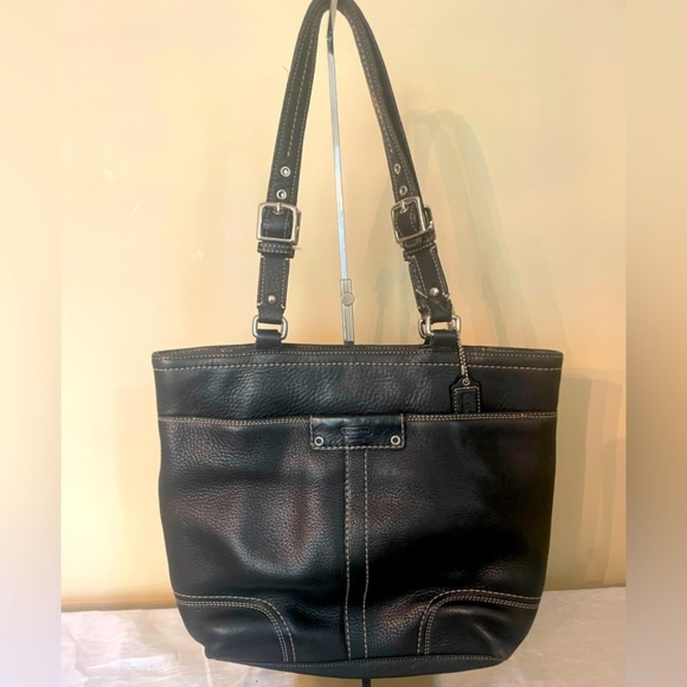 COACH HAMILTON BLACK PEBBLED LEATHER TOTE BAG D1072-F13809